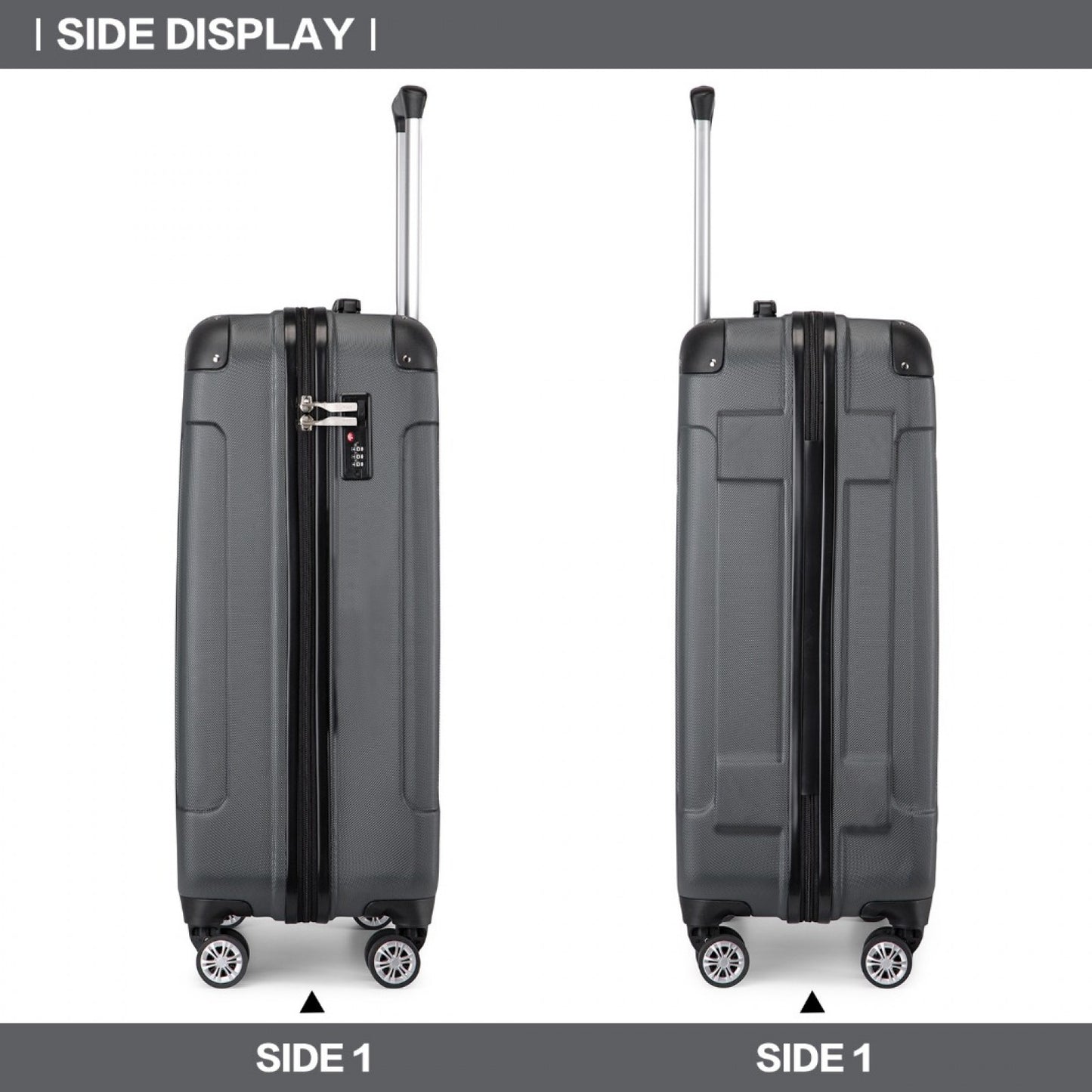 Kono ABS Lightweight Compact Hard Shell Cabin Suitcase Travel Luggage (K1777-1L) - Grey
