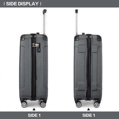 Kono ABS Lightweight Compact Hard Shell Cabin Suitcase Travel Luggage (K1777-1L) - Grey