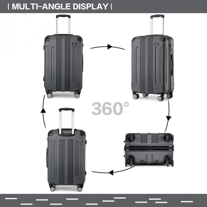Kono ABS Lightweight Compact Hard Shell Cabin Suitcase Travel Luggage (K1777-1L) - Grey