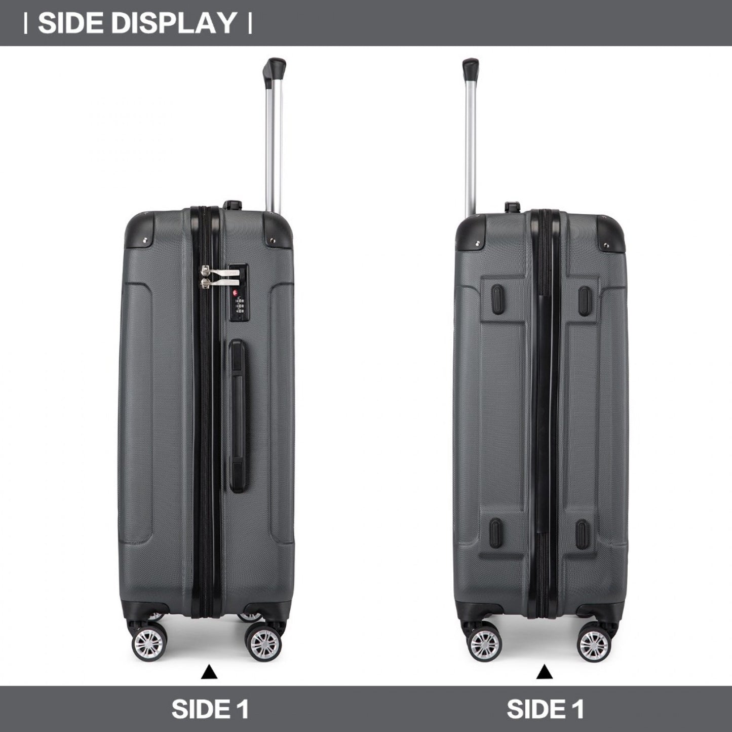 Kono ABS Lightweight Compact Hard Shell Cabin Suitcase Travel Luggage (K1777-1L) - Grey