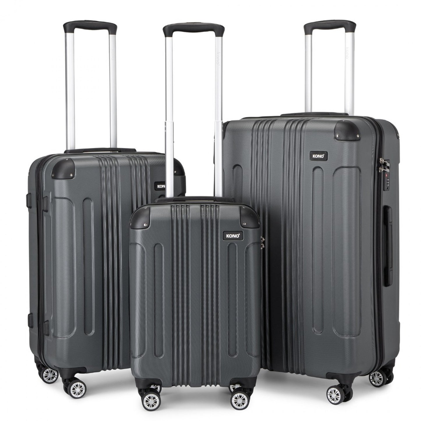 Kono grey three piece suitcase set