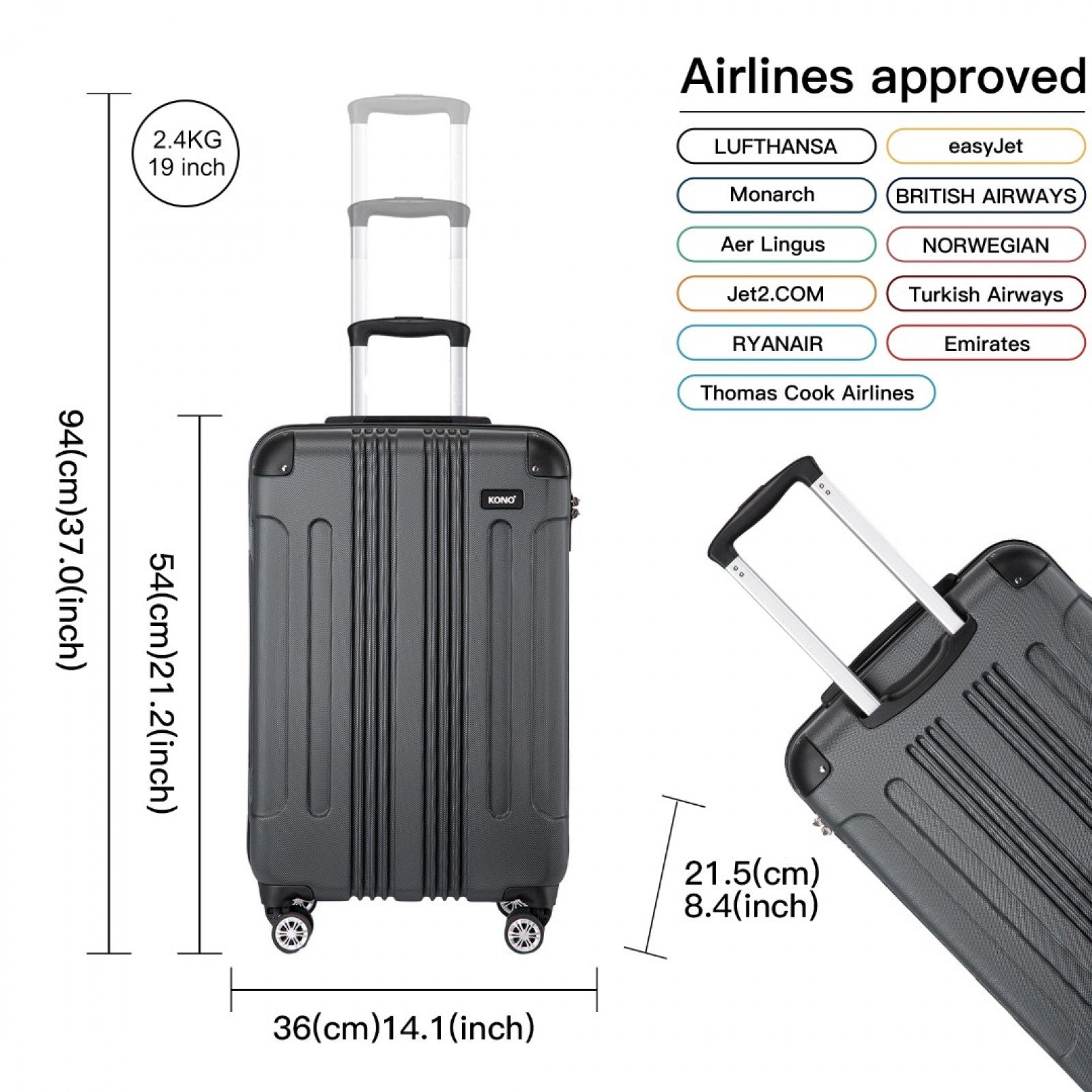 Grey luggage set interior