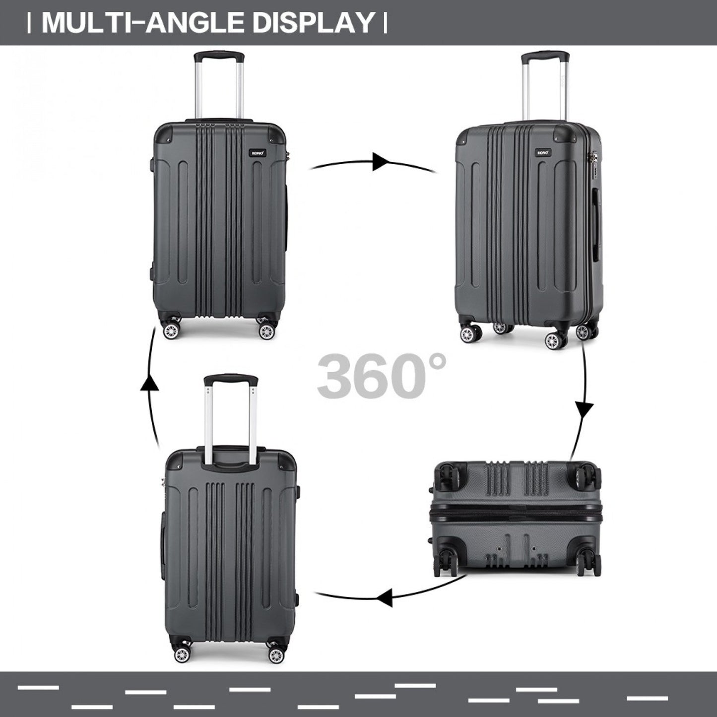 Grey luggage set detail