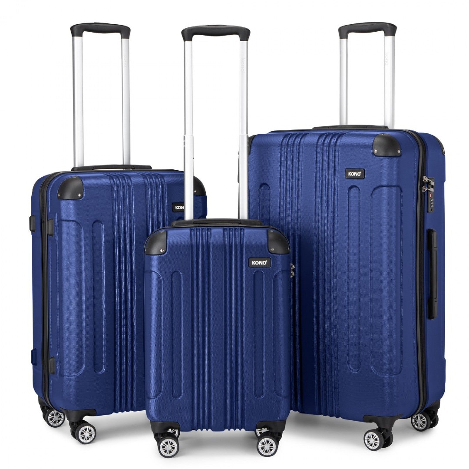Kono navy three piece suitcase set