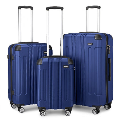 Kono navy three piece suitcase set