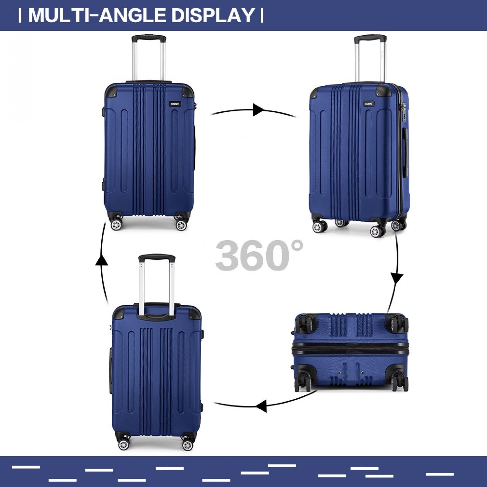 Navy luggage set detail