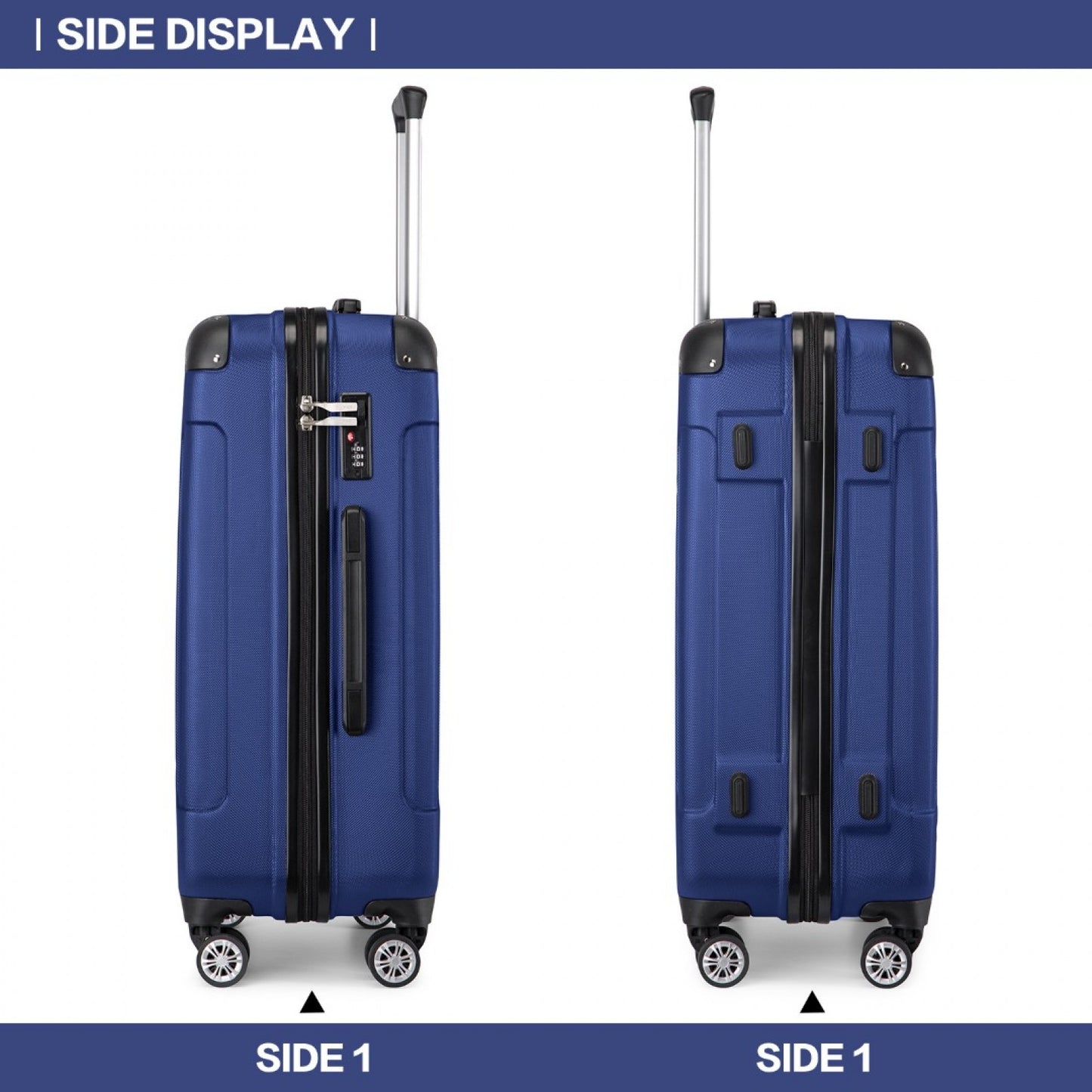 Navy luggage set view