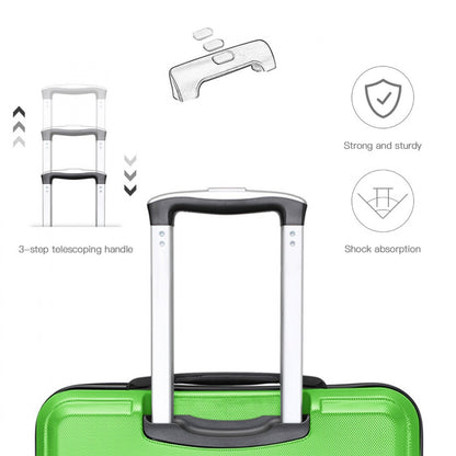 Kono ABS Sculpted Horizontal Design Cabin Luggage (K1871-1L) - Green
