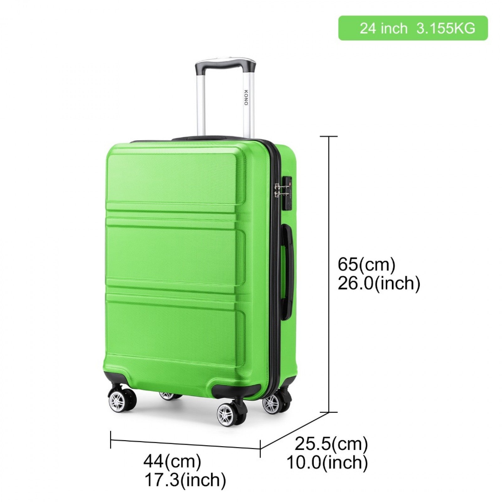 Green 24 inch suitcase interior