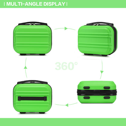 Kono ABS Sculpted Horizontal Design 4 Pcs Suitcase Set With Vanity Case (K1871-1L) - Green