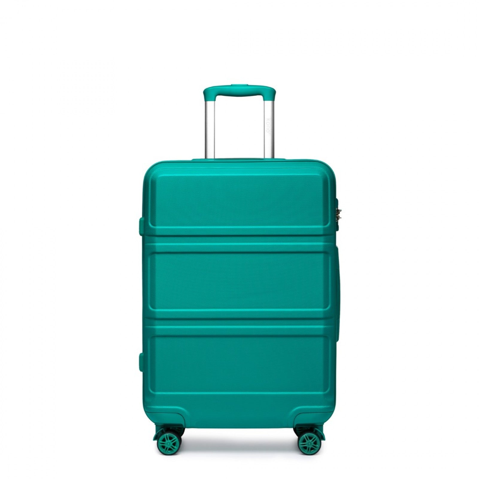 Teal sculpted suitcase view