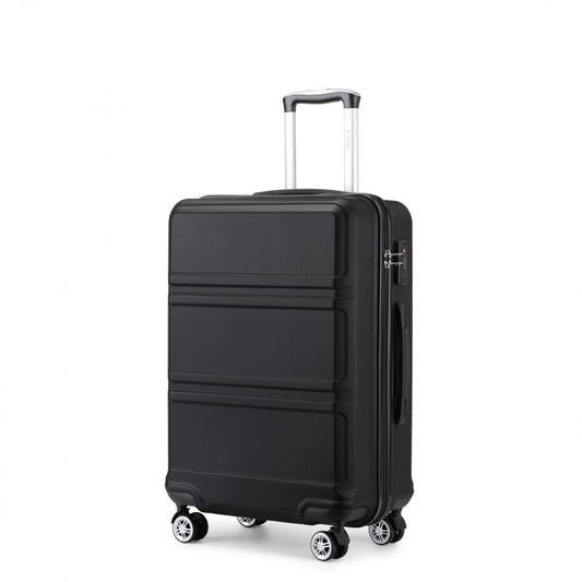 Kono ABS Sculpted Horizontal Design Cabin Luggage (K1871-1L) - Black