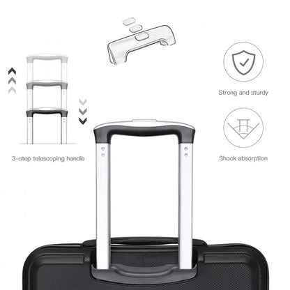 Kono ABS Sculpted Horizontal Design Cabin Luggage (K1871-1L) - Black