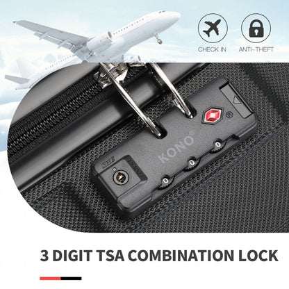 Kono ABS Sculpted Horizontal Design Cabin Luggage (K1871-1L) - Black