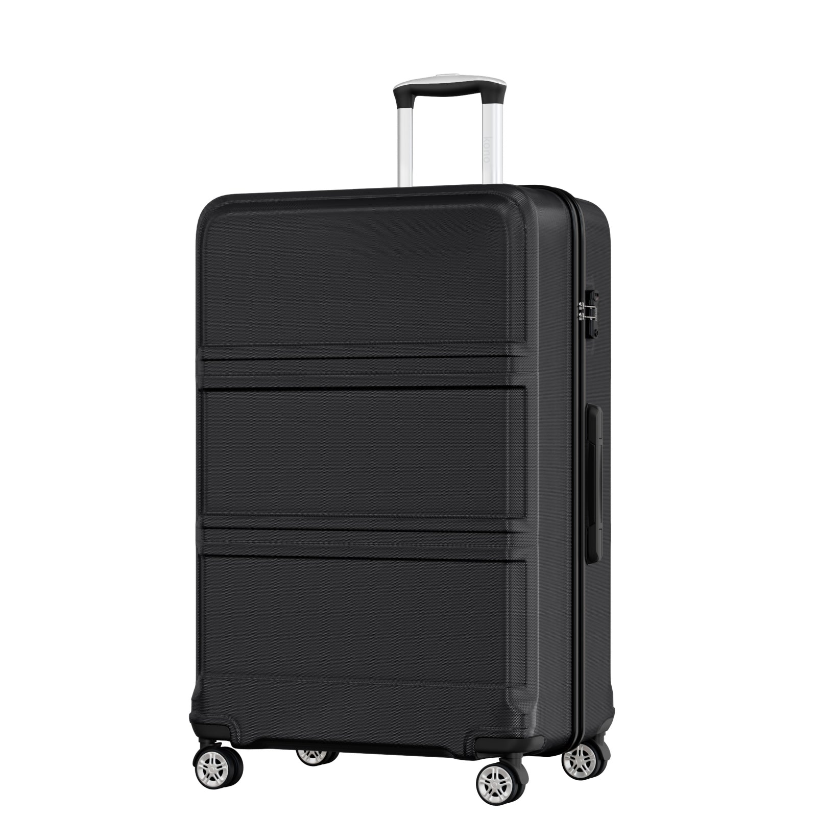 Kono 32″ Extra Large Hard Shell Suitcase with Sculpted Horizontal Design & Telescopic Handle – Black