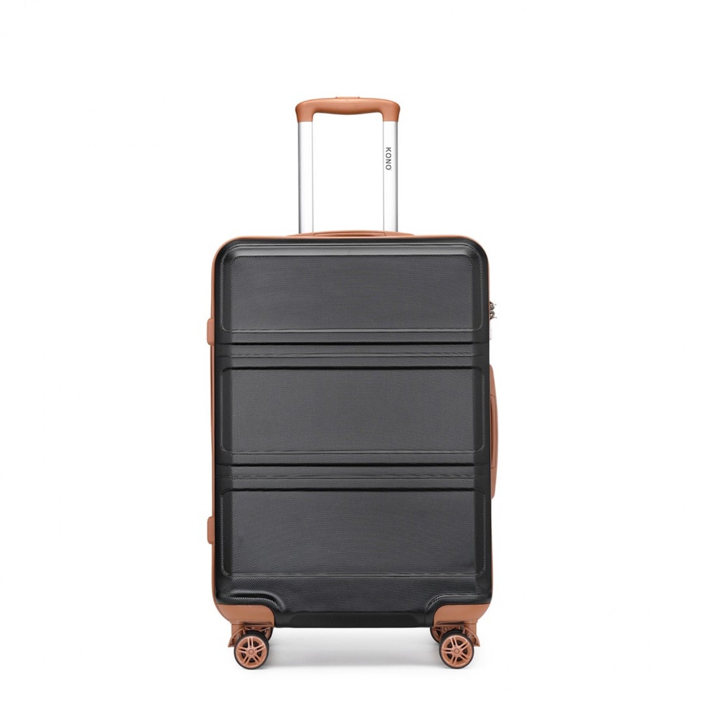 Kono ABS Sculpted Horizontal Design Cabin Luggage (K1871-1L) - Black & Brown