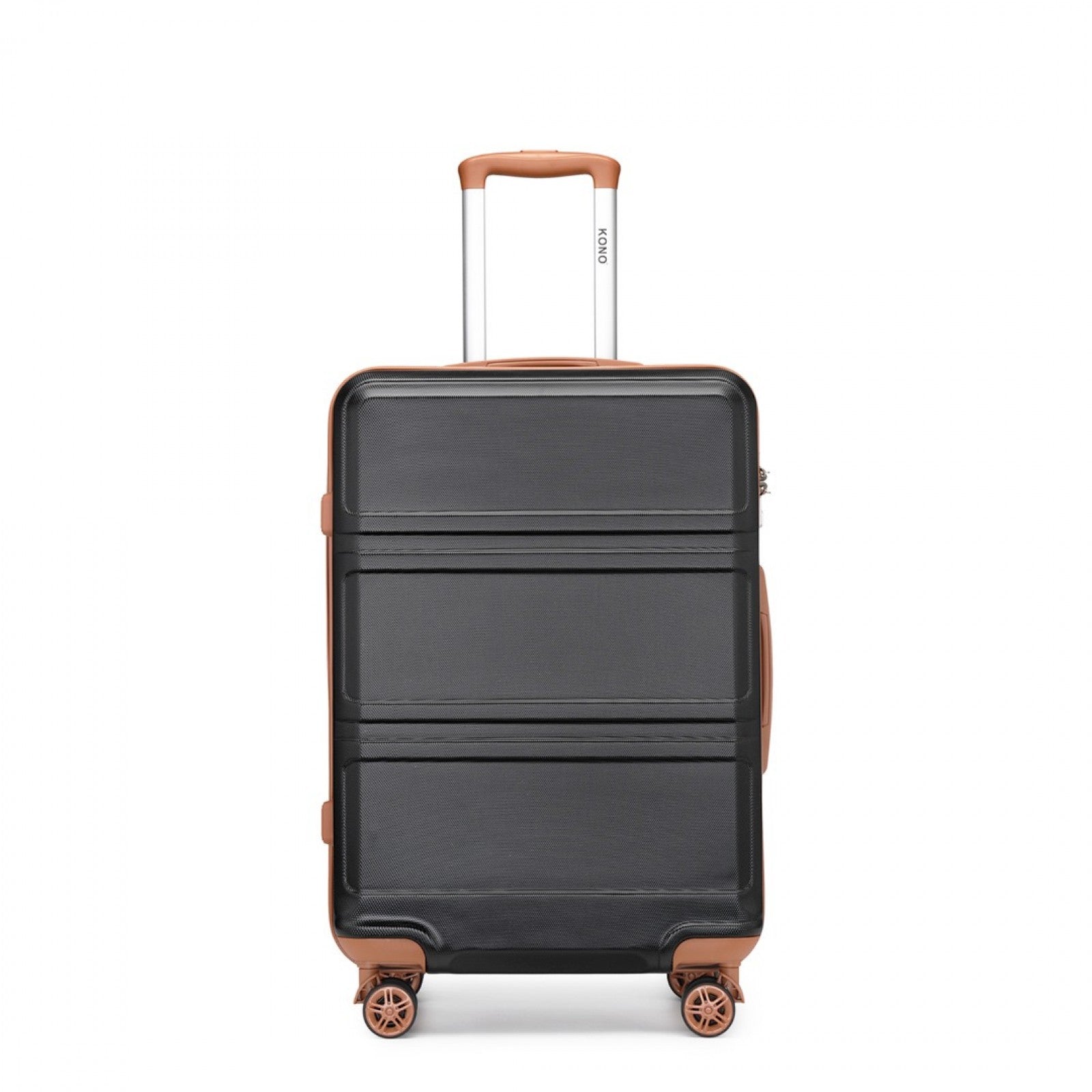 Kono ABS Sculpted Horizontal Design Cabin Luggage (K1871-1L) - Black & Brown