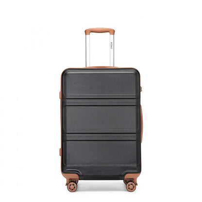 Kono ABS Sculpted Horizontal Design Cabin Luggage (K1871-1L) - Black & Brown