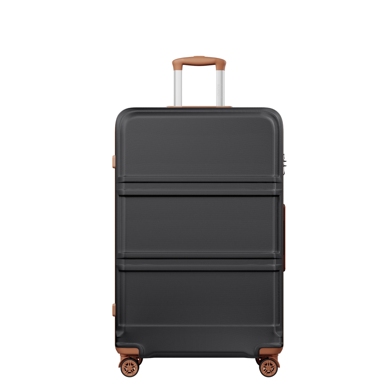 Extra Large Hard Shell Suitcase with Sculpted Horizontal Design & Telescopic Handle – Black & Brown