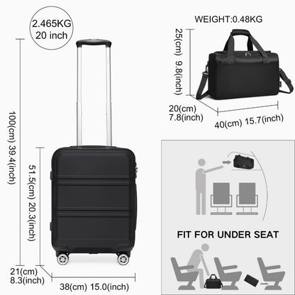 Black suitcase and bag set detail
