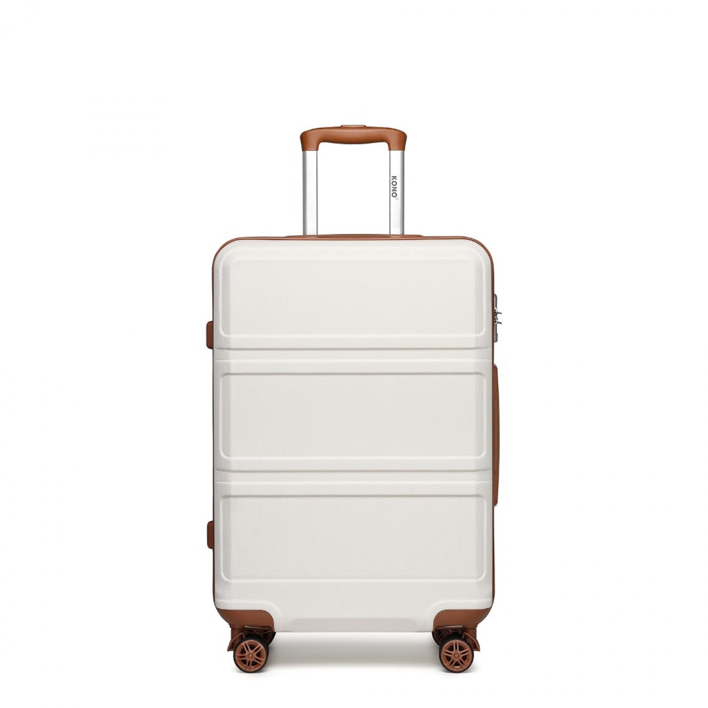 Kono ABS Sculpted Horizontal Design Cabin Luggage (K1871-1L) - Cream