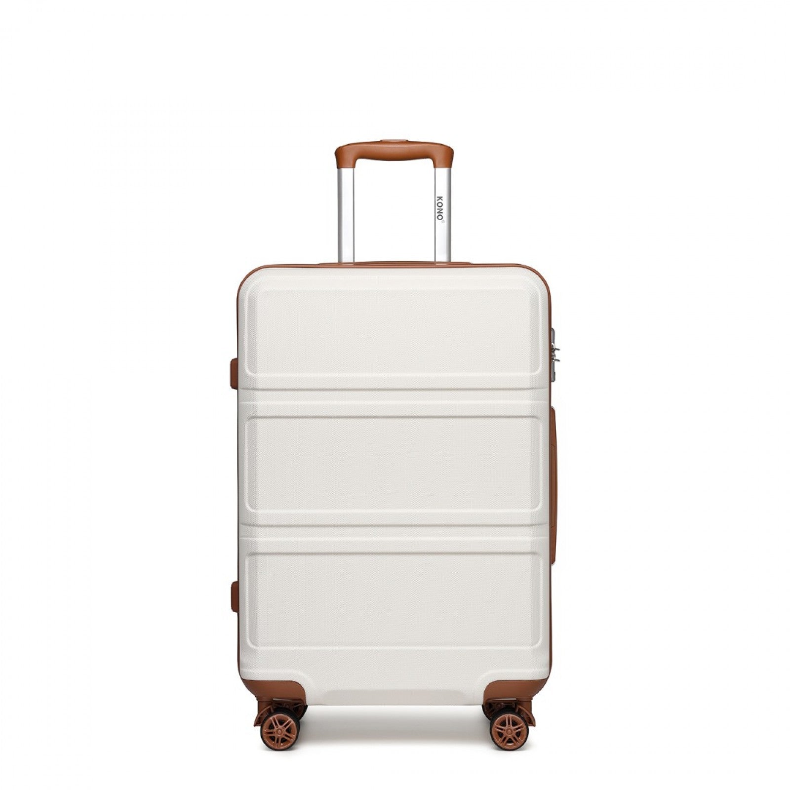 Kono ABS Sculpted Horizontal Design Cabin Luggage (K1871-1L) - Cream
