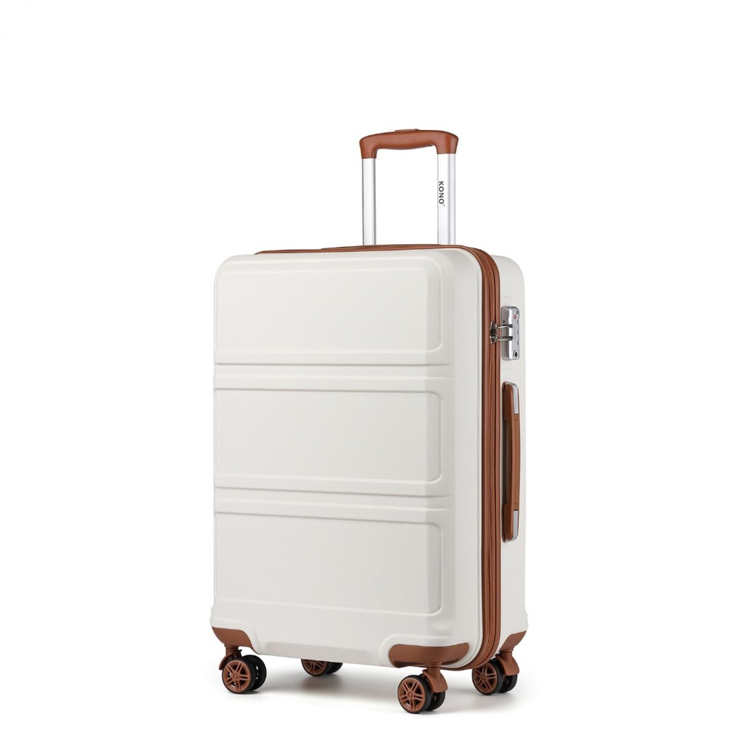 Kono ABS Sculpted Horizontal Design Cabin Luggage (K1871-1L) - Cream