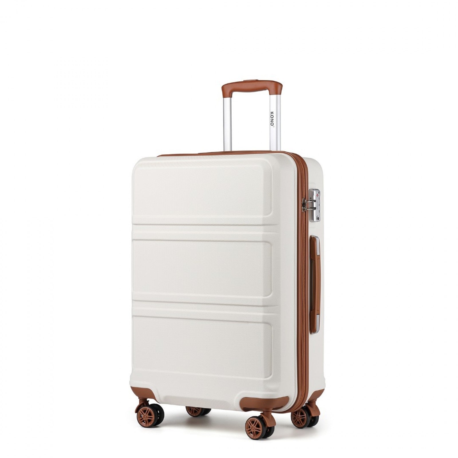 Kono ABS Sculpted Horizontal Design Cabin Luggage (K1871-1L) - Cream