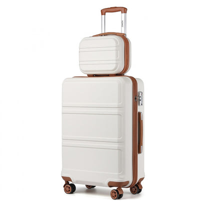 Kono ABS 4 Wheel Suitcase Set with Vanity Case (K1871-1L) - Cream