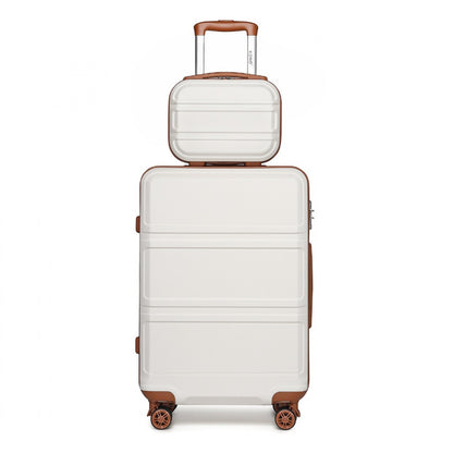 Kono ABS 4 Wheel Suitcase Set with Vanity Case (K1871-1L) - Cream