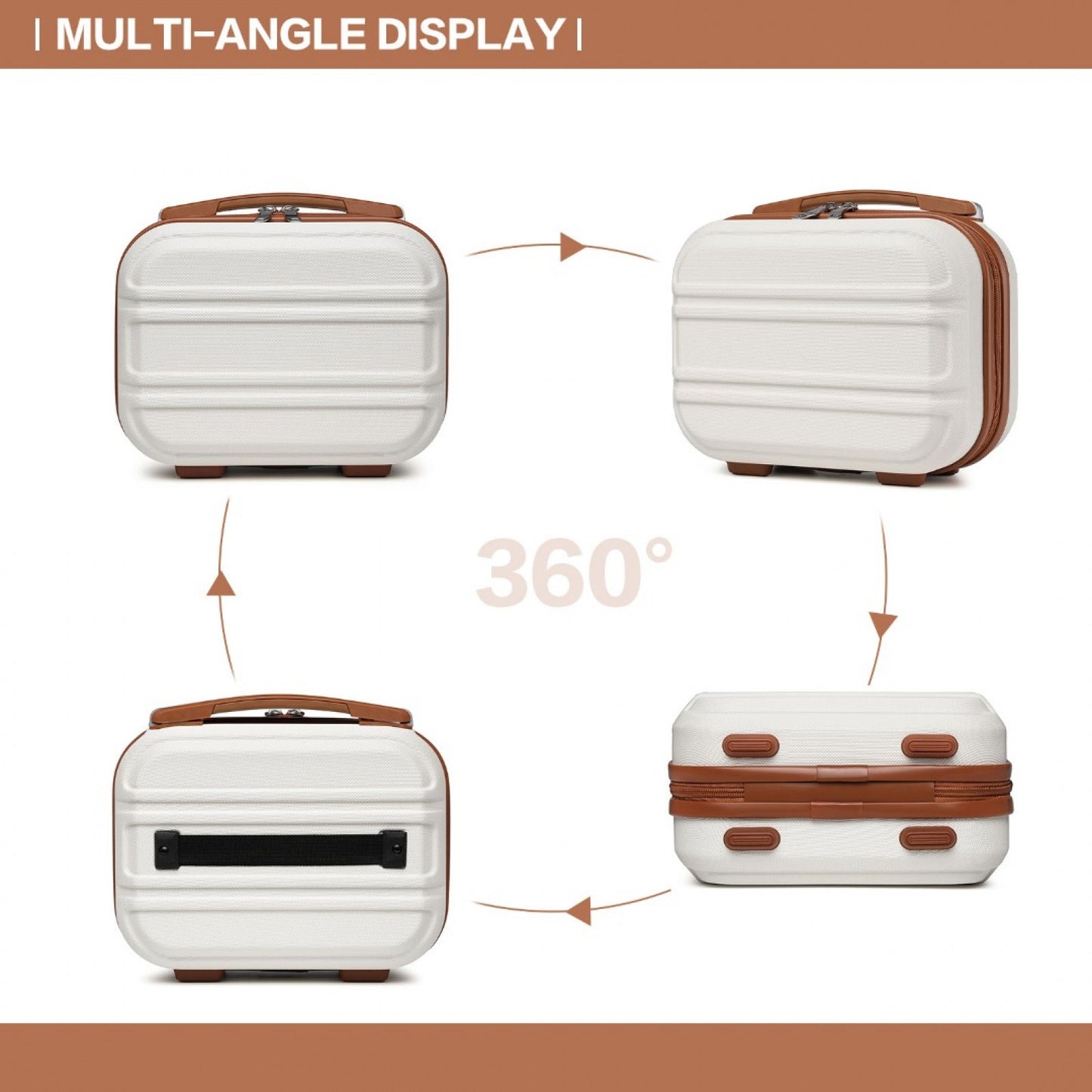 Kono Lightweight Hard Shell ABS Vanity Case (K1871-1L) - Cream