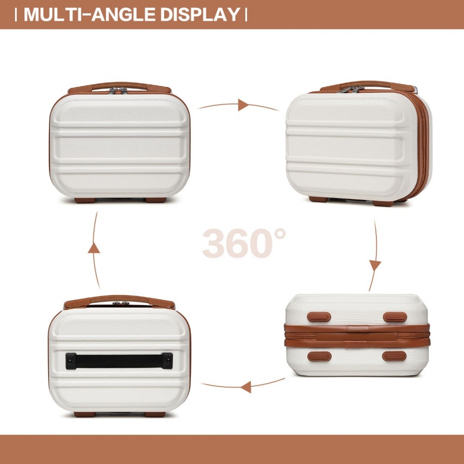 Kono Lightweight Hard Shell ABS Vanity Case (K1871-1L) - Cream