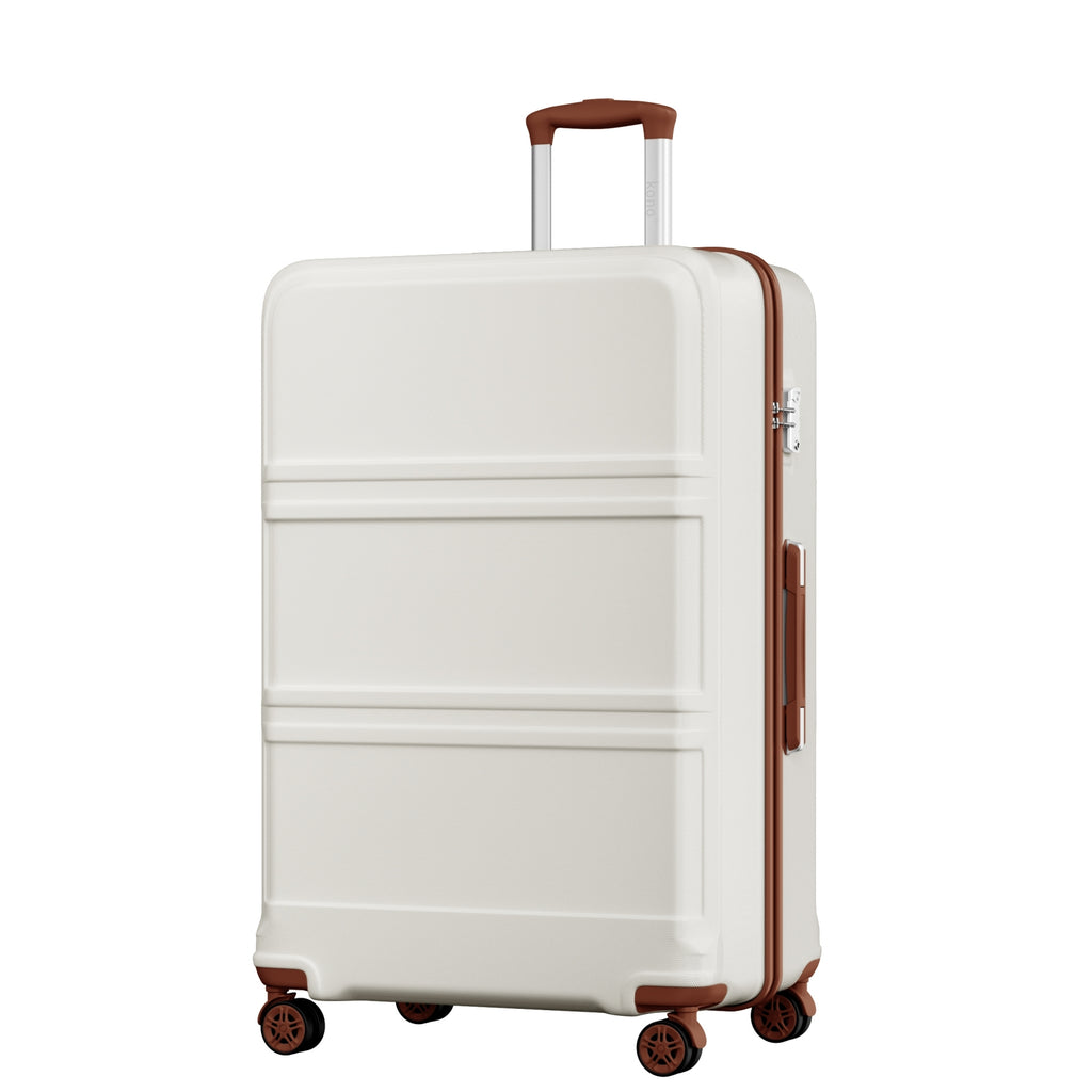 Extra Large Hard Shell Suitcase with Sculpted Horizontal Design & Telescopic Handle – Cream
