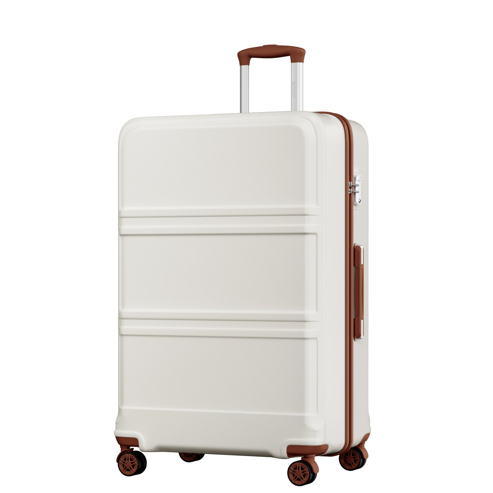 Extra Large Hard Shell Suitcase with Sculpted Horizontal Design & Telescopic Handle – Cream