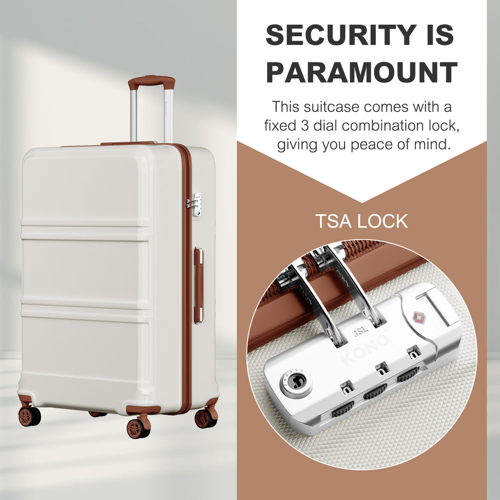 Extra Large Hard Shell Suitcase with Sculpted Horizontal Design & Telescopic Handle – Cream