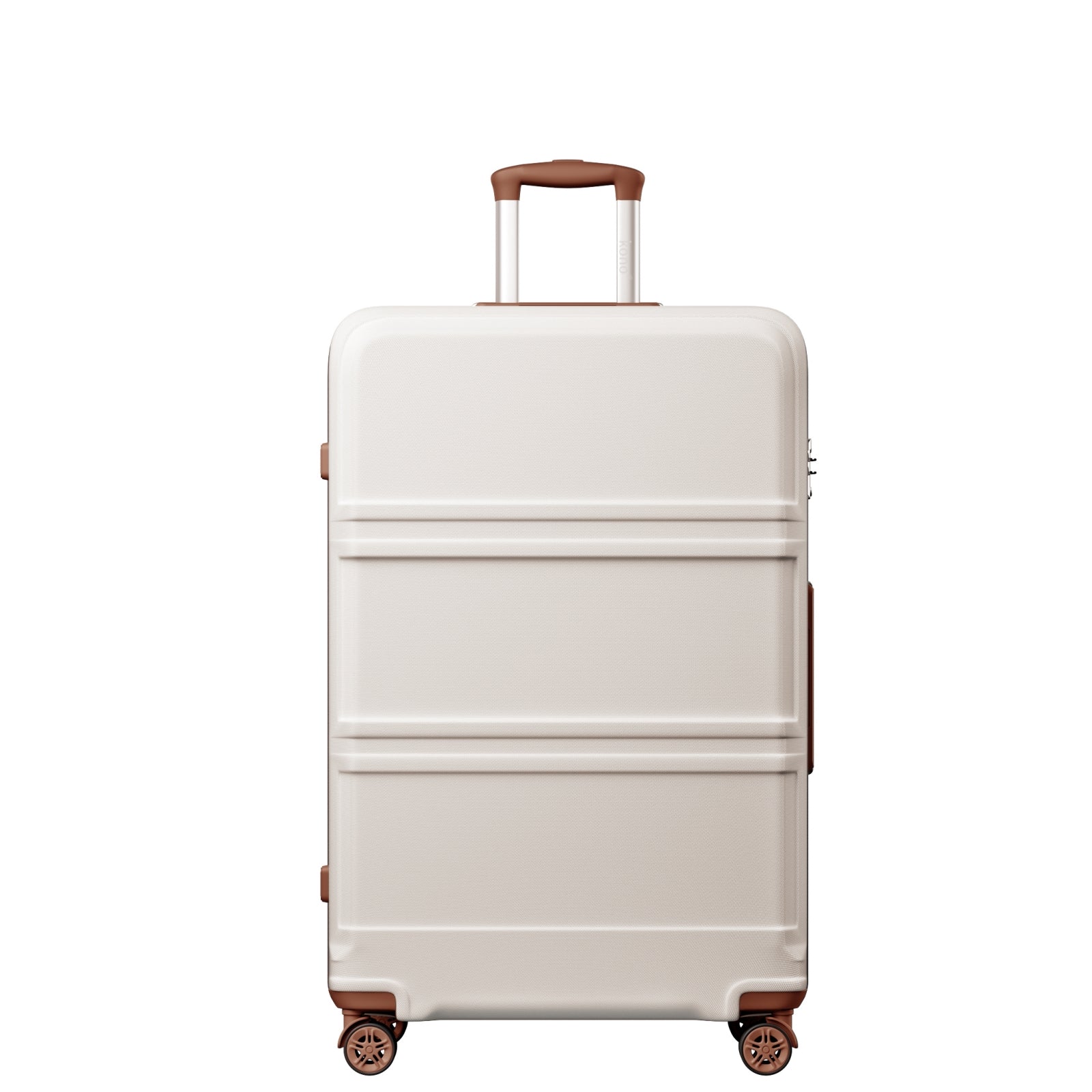 Extra Large Hard Shell Suitcase with Sculpted Horizontal Design & Telescopic Handle – Cream