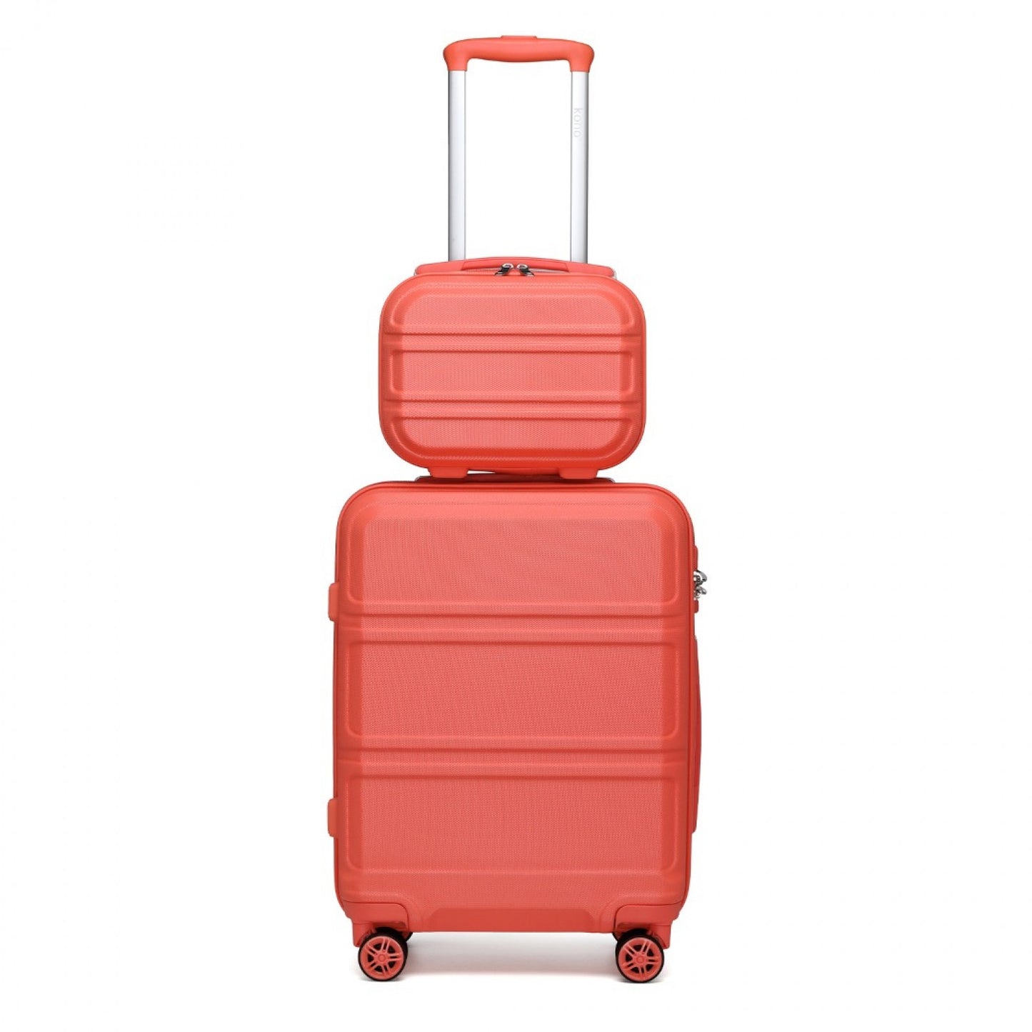 Kono ABS 4 Wheel Suitcase Set with Vanity Case (K1871-1L) - Coral