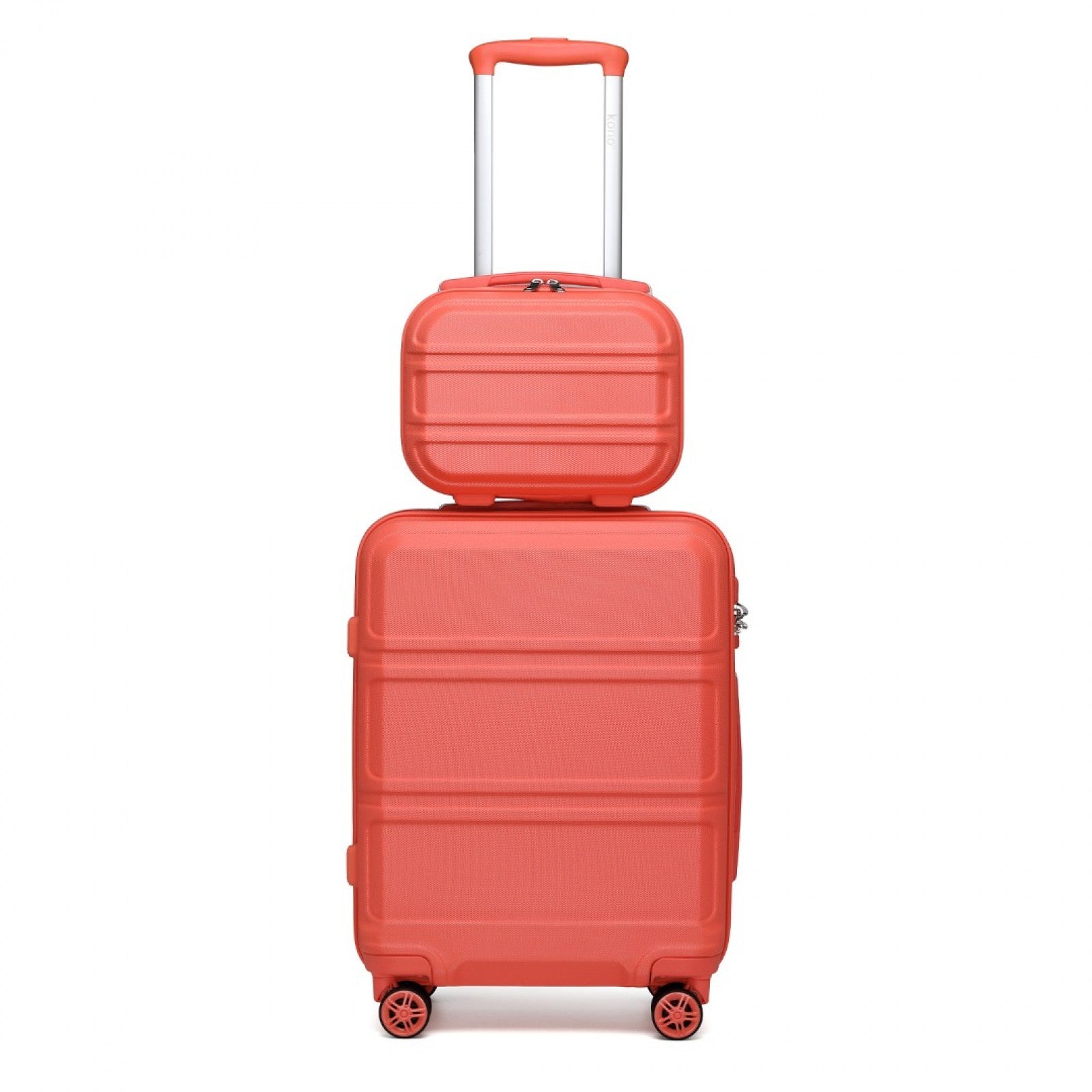 Kono ABS 4 Wheel Suitcase Set with Vanity Case (K1871-1L) - Coral
