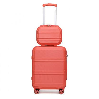 Kono ABS 4 Wheel Suitcase Set with Vanity Case (K1871-1L) - Coral