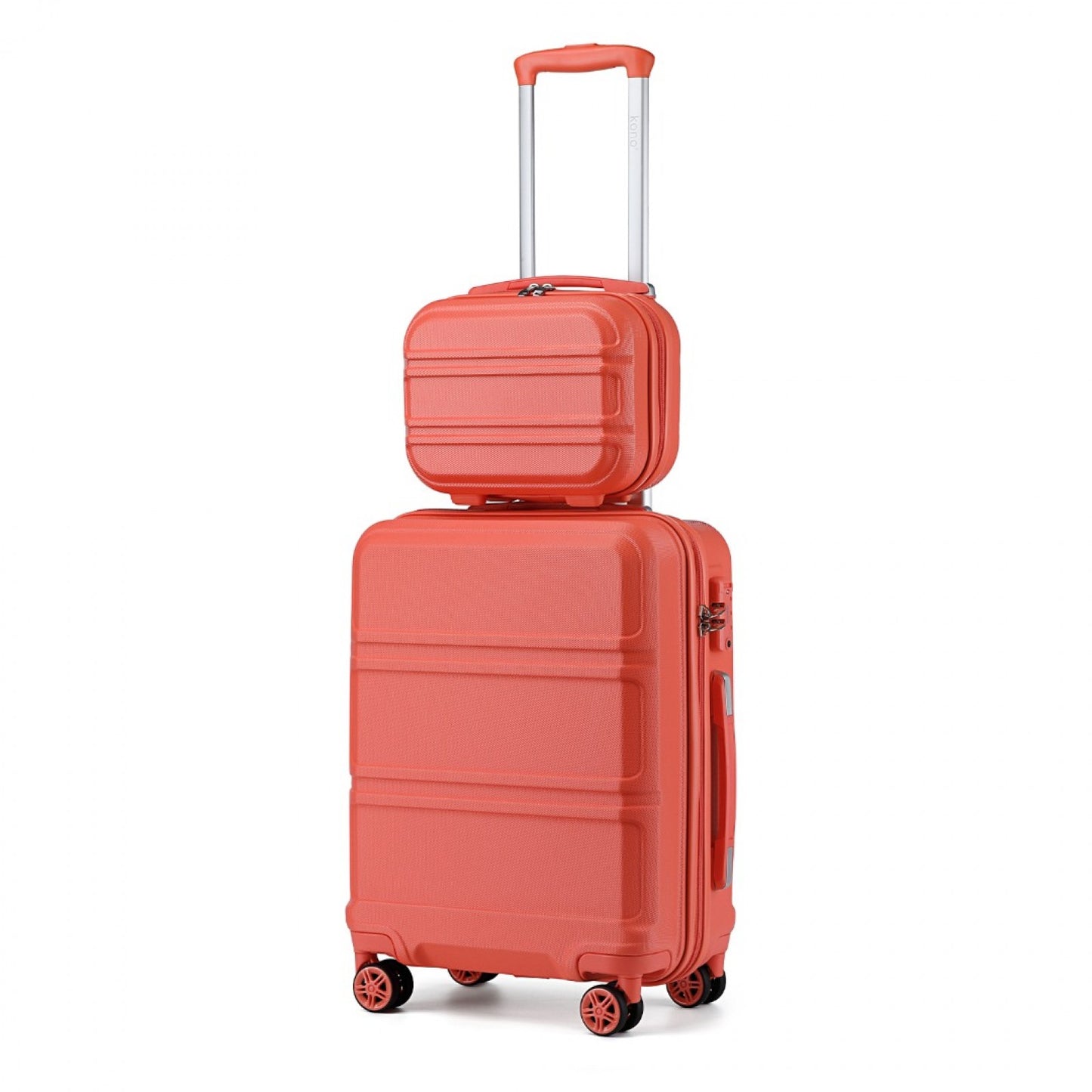 Kono ABS 4 Wheel Suitcase Set with Vanity Case (K1871-1L) - Coral
