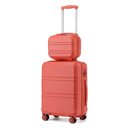 Kono ABS 4 Wheel Suitcase Set with Vanity Case (K1871-1L) - Coral