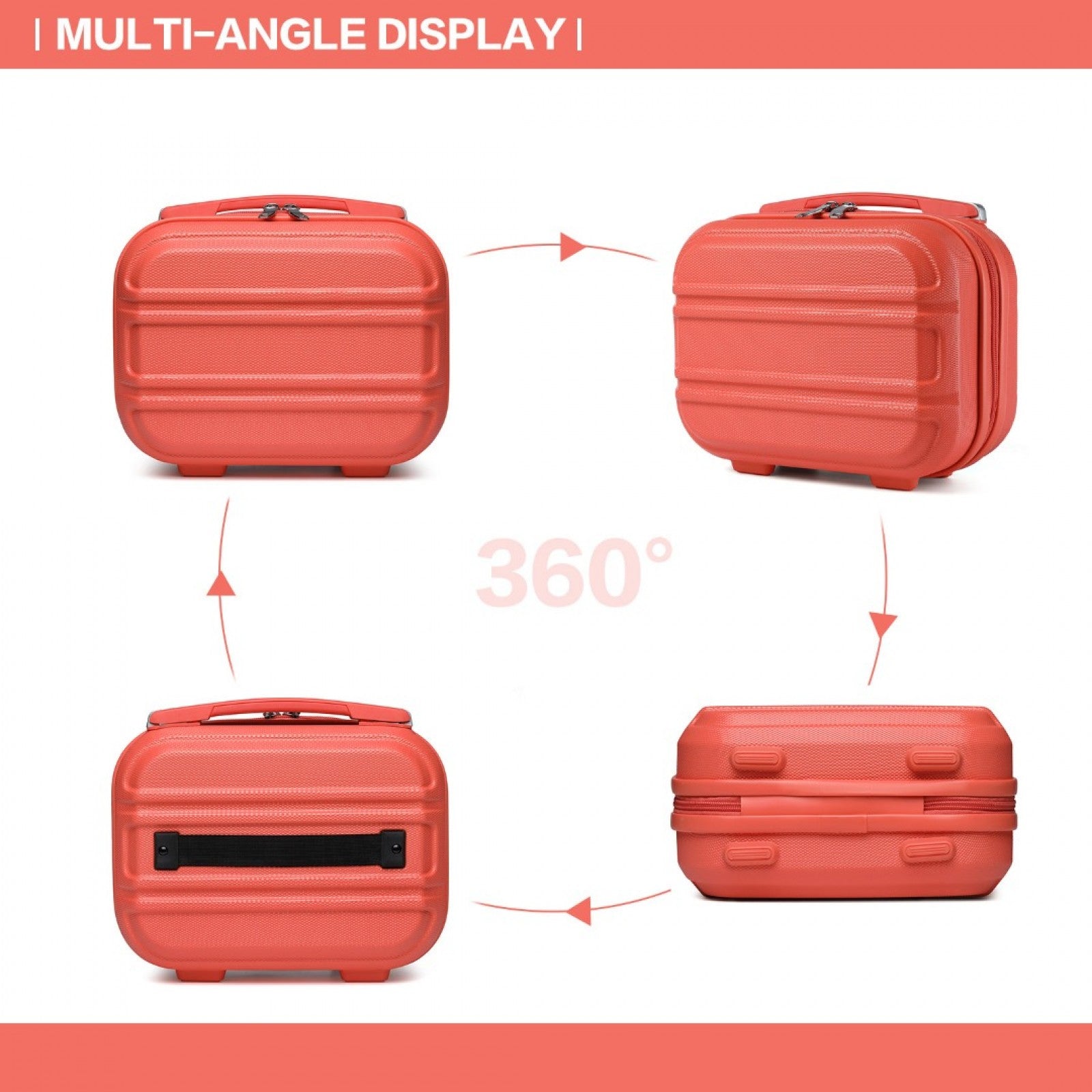 Kono Lightweight Hard Shell ABS Vanity Case (K1871-1L) - Coral