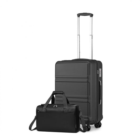 Black two piece luggage set view