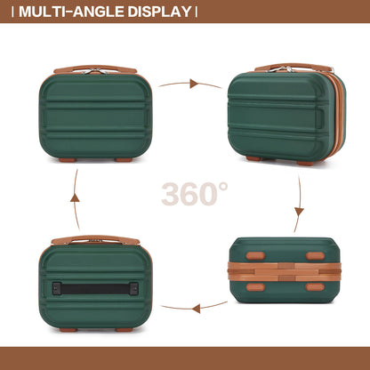 Kono Lightweight Hard Shell ABS Vanity Case (K1871-1L) - Green & Brown