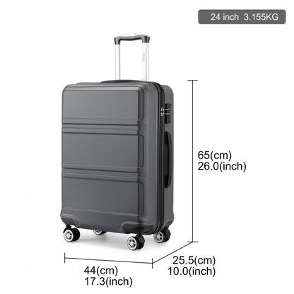 Kono ABS Sculpted Horizontal Design Cabin Luggage (K1871-1L) - Grey