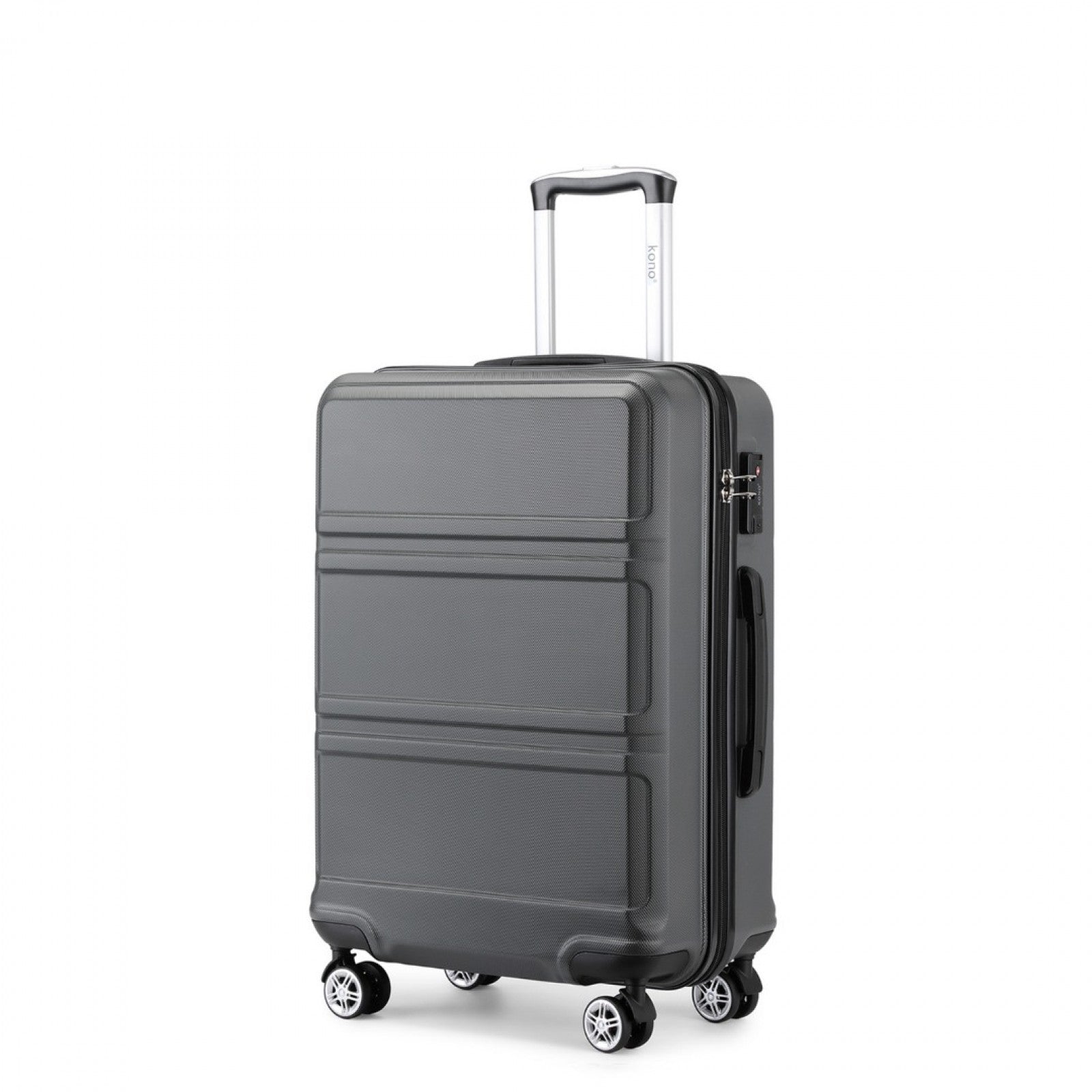 Kono ABS Sculpted Horizontal Design Cabin Luggage (K1871-1L) - Grey