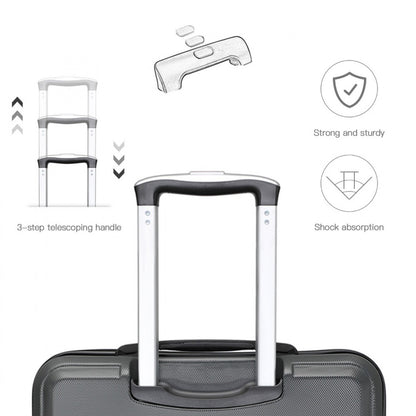 Kono ABS Sculpted Horizontal Design Cabin Luggage (K1871-1L) - Grey