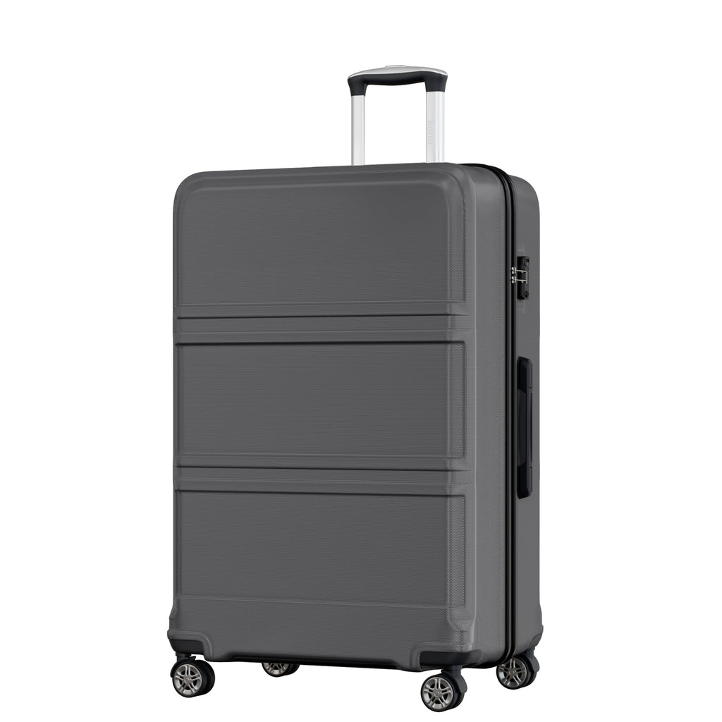 Extra Large Hard Shell Suitcase with Sculpted Horizontal Design & Telescopic Handle – Grey