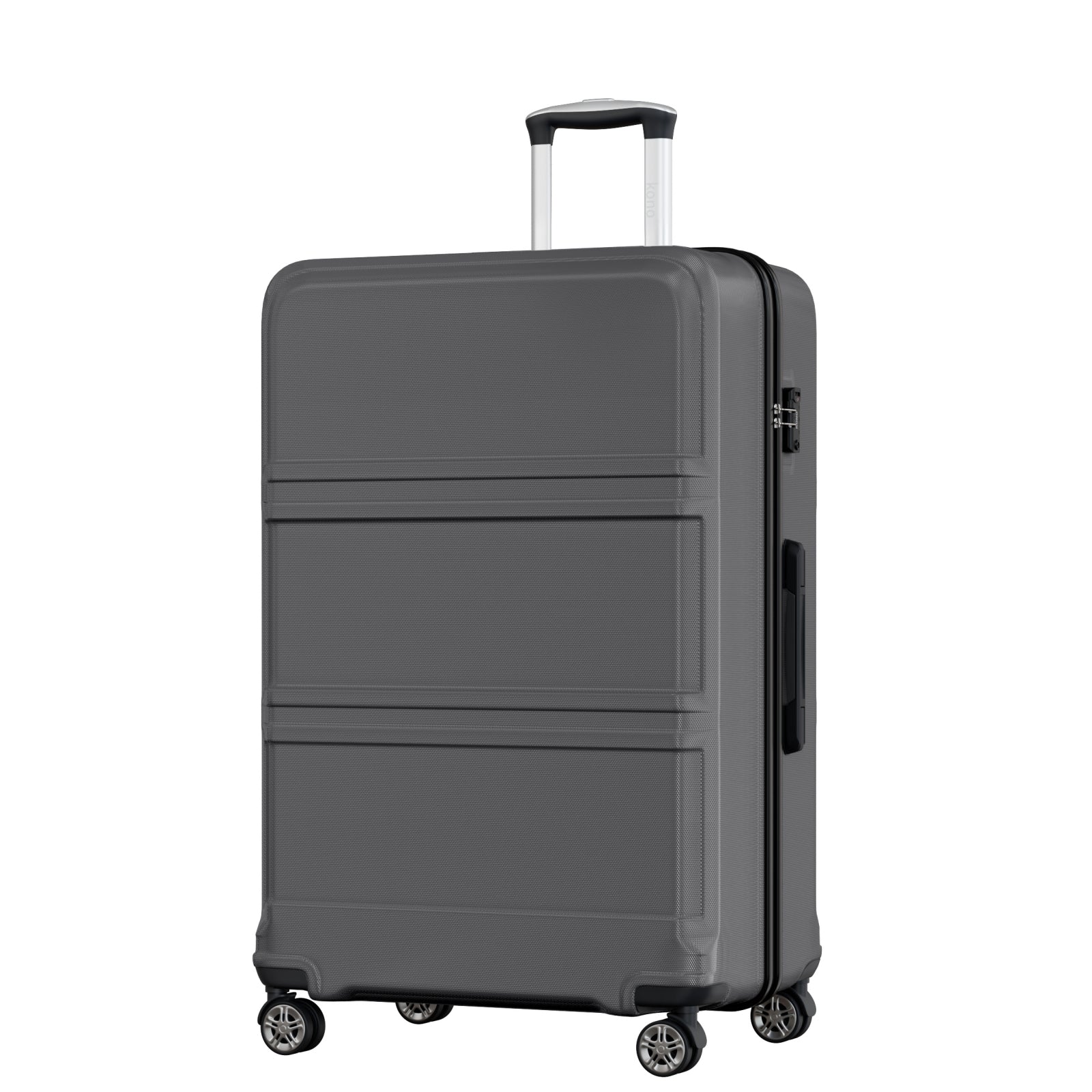 Extra Large Hard Shell Suitcase with Sculpted Horizontal Design & Telescopic Handle – Grey