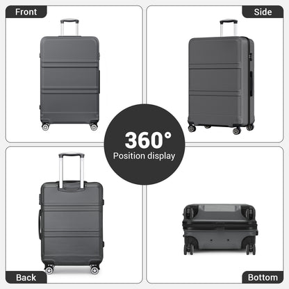 Kono ABS Sculpted Horizontal Design Cabin Luggage (K1871-1L) - Grey